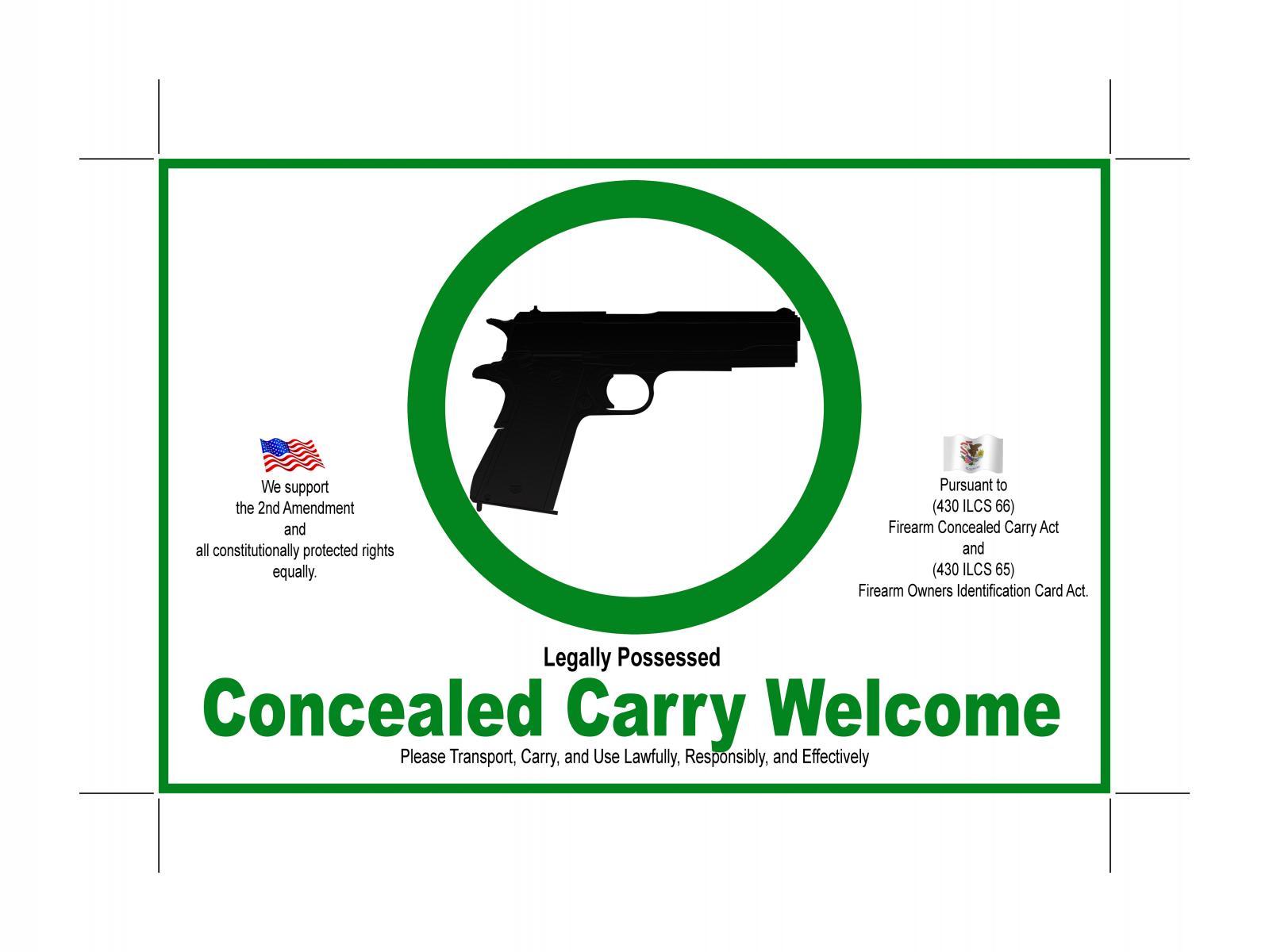 CONCEAL CARRY SIGNS Illinois Right to Carry