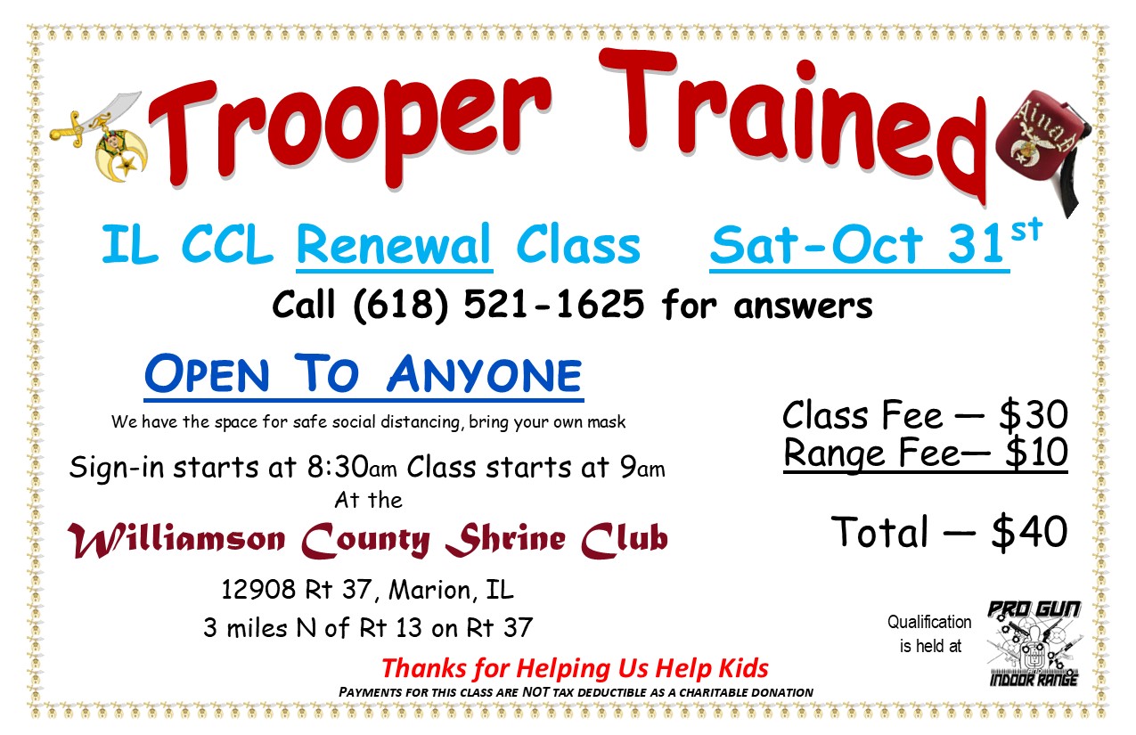 IL CCL Renewal Class Oct 31 Marion IL Concealed Carry License Training